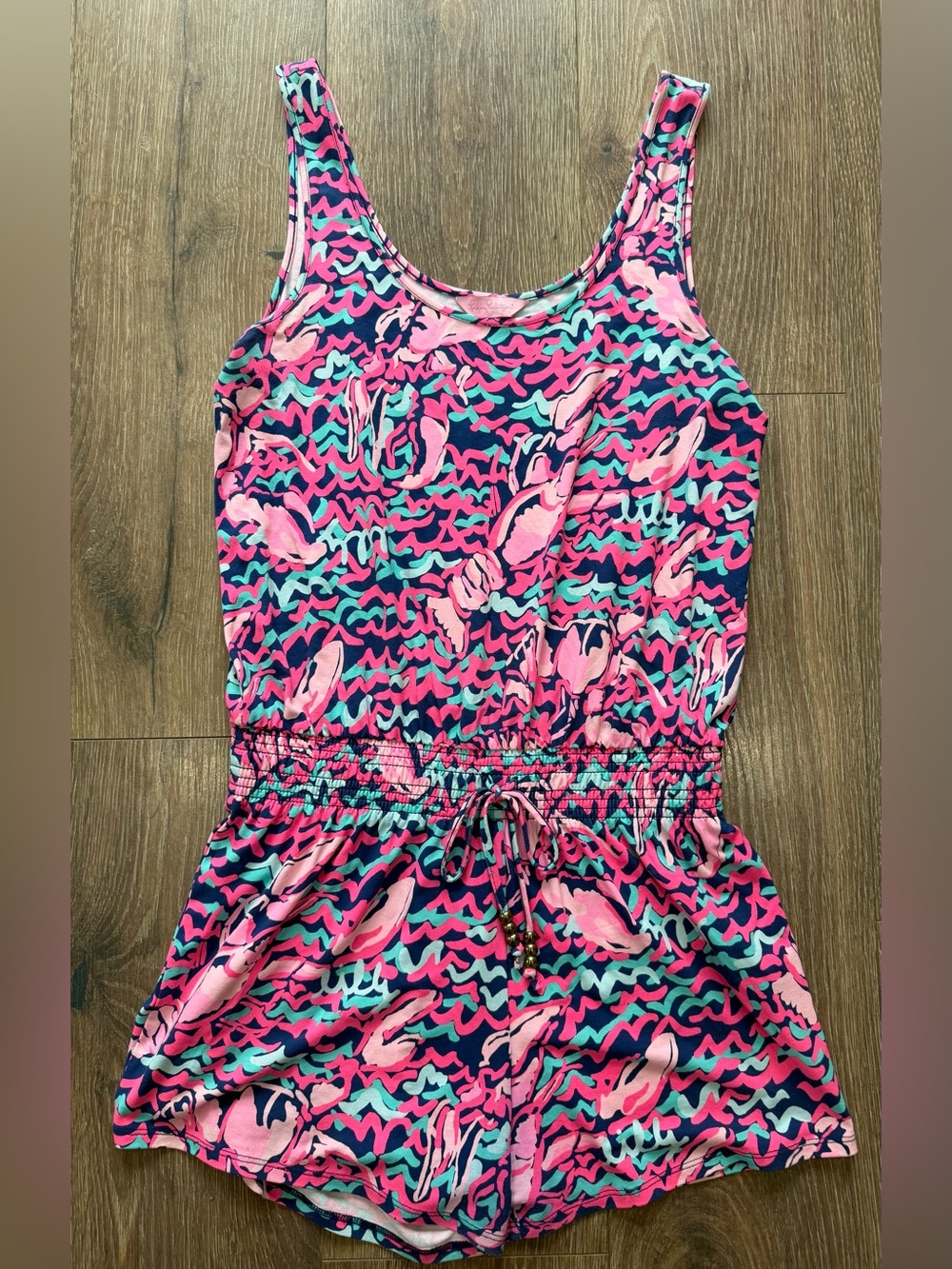 Lilly Pulitzer Pink Navy Tala Short Romper Lobstah Roll Size Medium